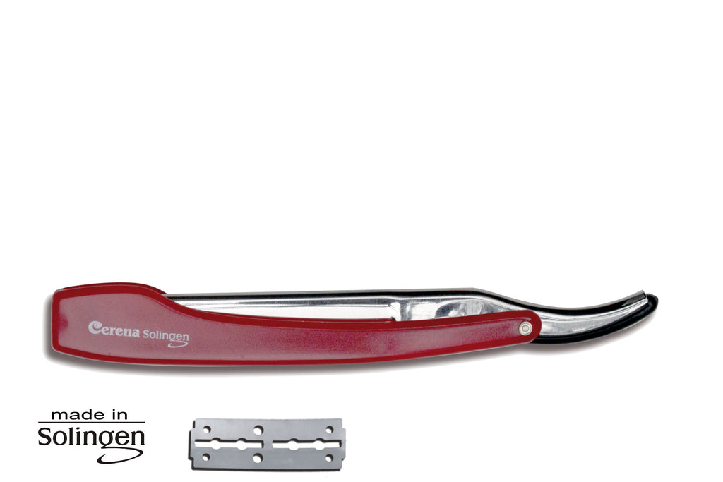 Cerena Klingenmesser / Rasiermesser in Rot, mit passender Rasierklinge