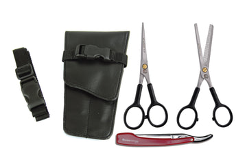 Cerena Haarscherenset Academy, inklusive Haarschere, Modellierschere, Rasiermesser und Tasche